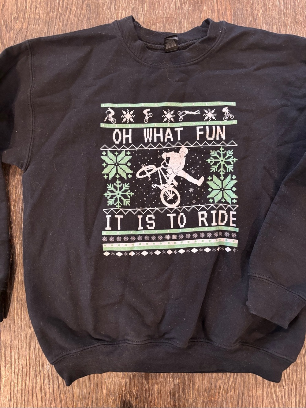 Kids Black 'Oh What Fun' BMX Graphic Sweatshirt